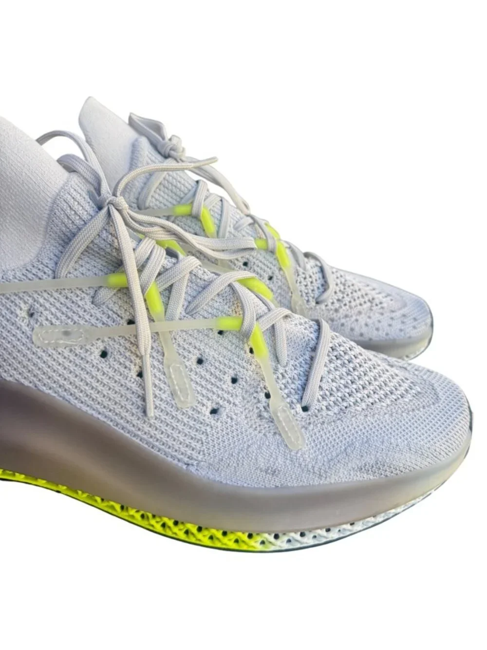 Adidas 4D Fusio Men Size 13.5 Gray Neon Yellow Knit Running Shoes FY5928